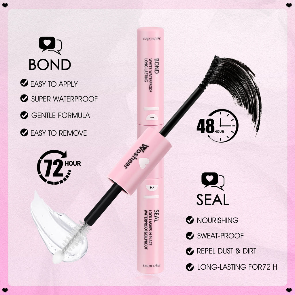 WOSHEER Eyelash Clusters Kit Thick Individual Lashes Lash Bond And Seal And Remover Faux Mink Lashes Eyelash Extension DIY