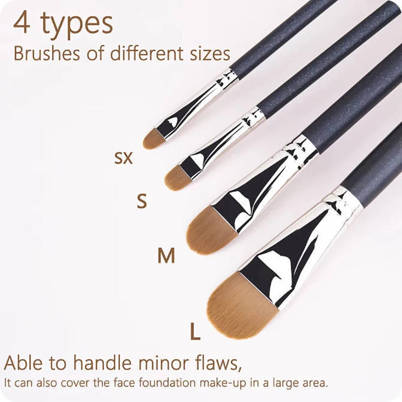 Flat Round Ultra-thin Foundation Concealer Makeup Brush Professional Contour Liquid Cream Concealer Make-up Tool 4 Types Sizes