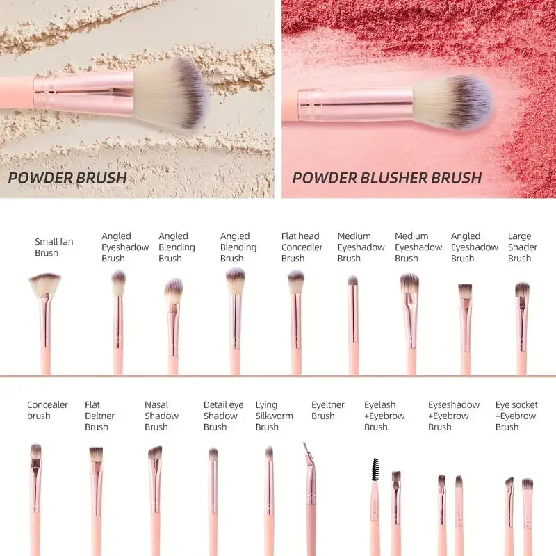 40 Pink Makeup Brush Set Complete Kit with Soft Brushes Beauty Blender Perfect for Birthday Christmas New Year Gift