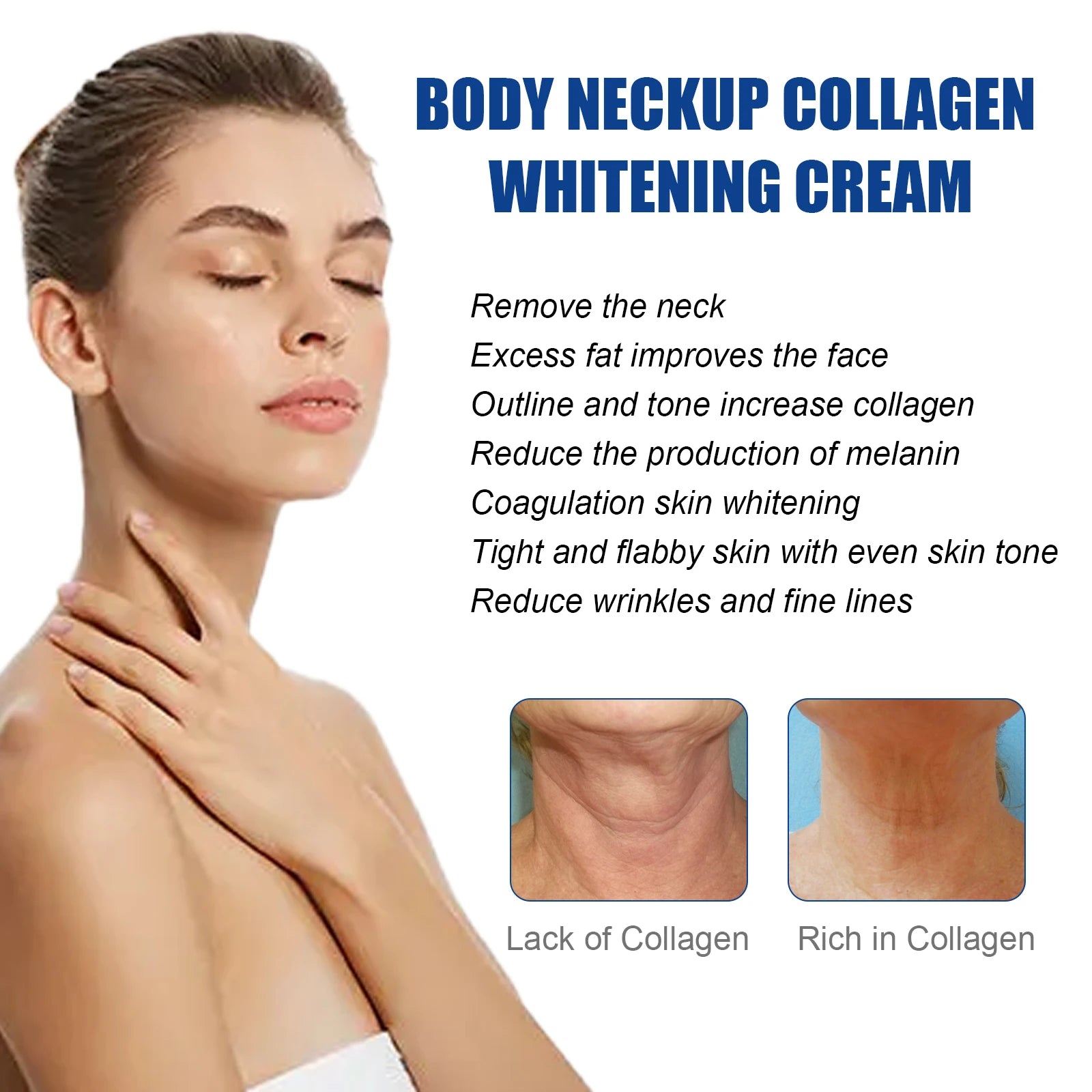 EELHOE Collagen Neck Cream Lightens Neck Fine Lines Wrinkles Anti-aging Lifts Tightens Skin Moisturizing Neck Whitening Cream