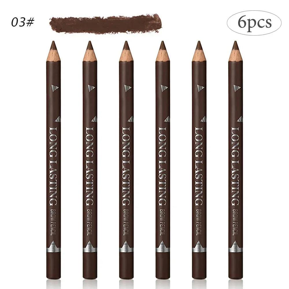 6/12Pcs Eye Brow Pencil Waterproof Professional Women Eye Makeup Pen Easy Color Natural Black Cosmetic Beauty Eyebrow Tool