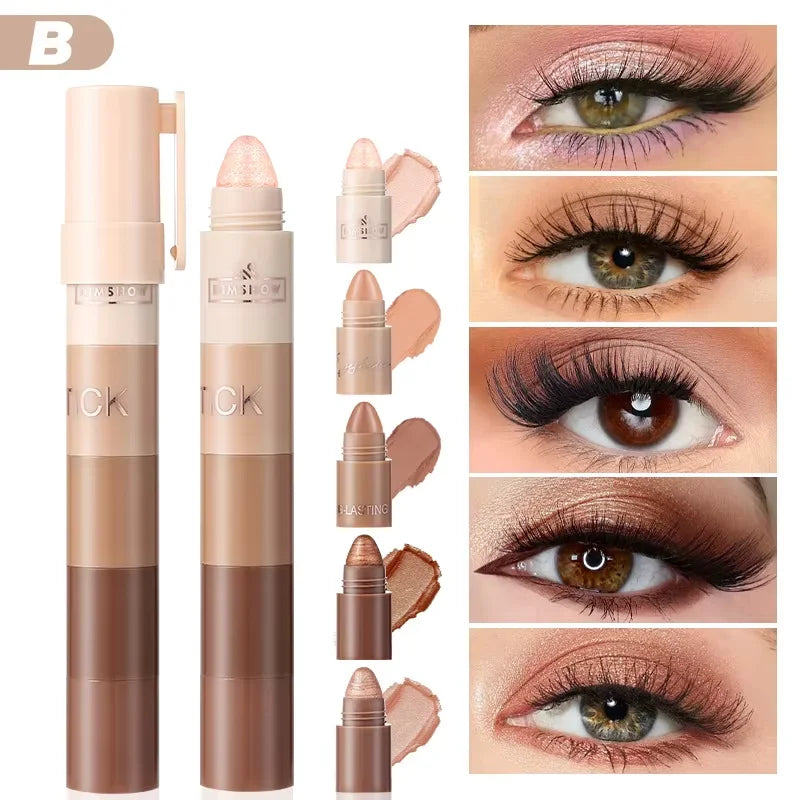 5-Color Matte Pearlescent Eye Shadow Stick Easy To Use Waterproof Anti-Smudging And Portable