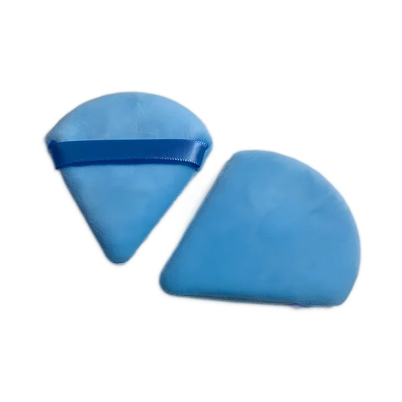 2pcs Velvet Triangle Shaped Cosmetic Puff Wet Dry Used Washable Soft Makeup Sponge Tool For Foundation Powder Blusher Shadow
