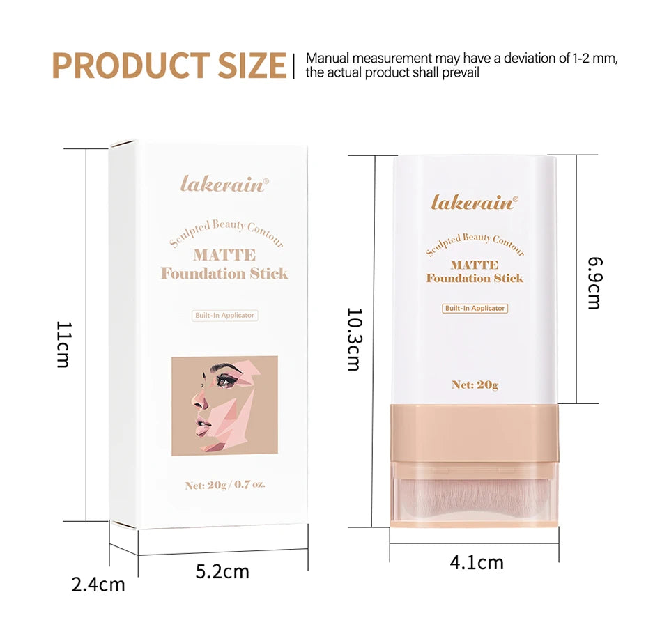 Skin Tint Foundation Stick with Brush Multi Use Matte Waterproof Long Lasting Oil Control Thin Coverage for Blemishes Concealer