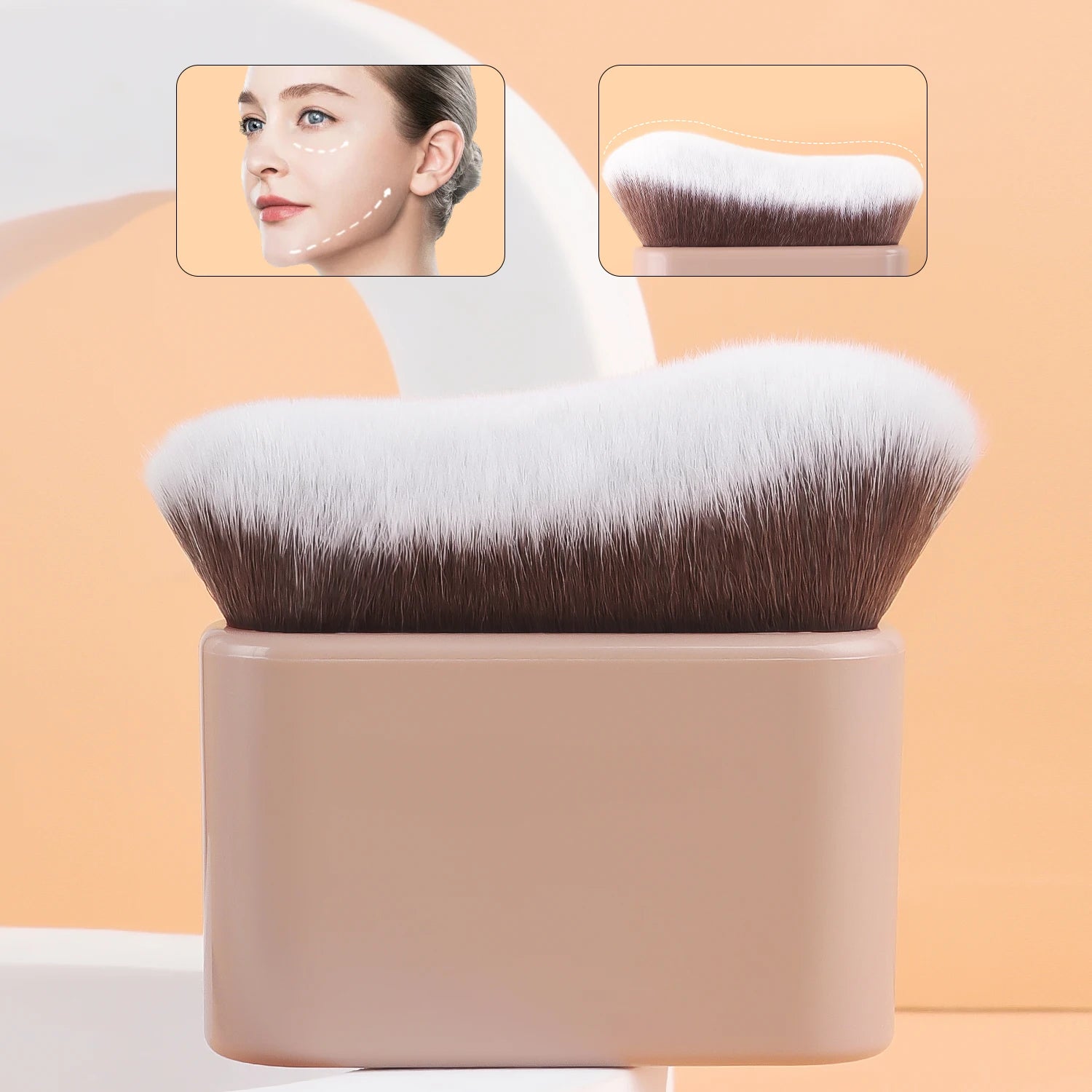 Foundation Brush, 1pcs Plastic Creative	wave Fit Perfectly Cosmetic Brush	at home or On-the-Go