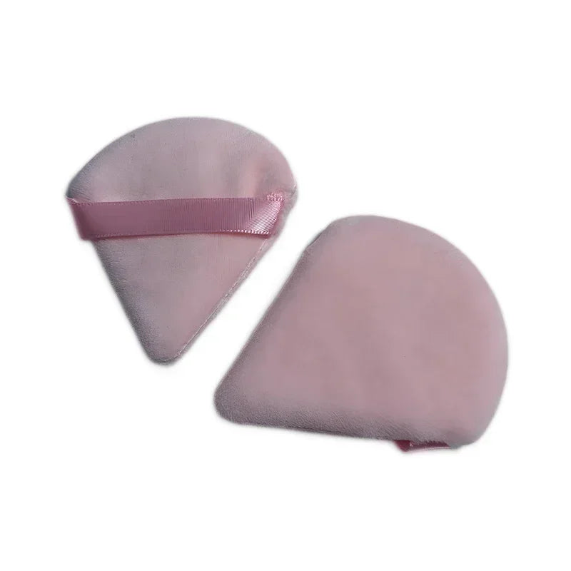 2pcs Velvet Triangle Shaped Cosmetic Puff Wet Dry Used Washable Soft Makeup Sponge Tool For Foundation Powder Blusher Shadow