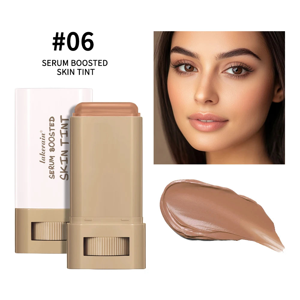 Foundation Stick  Serum Boosted Skin Tint Balm Silky Texture Moisturizing Coverage Plumper Natural Even Skin Tone Travel Makeup