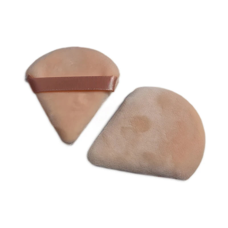 2pcs Velvet Triangle Shaped Cosmetic Puff Wet Dry Used Washable Soft Makeup Sponge Tool For Foundation Powder Blusher Shadow