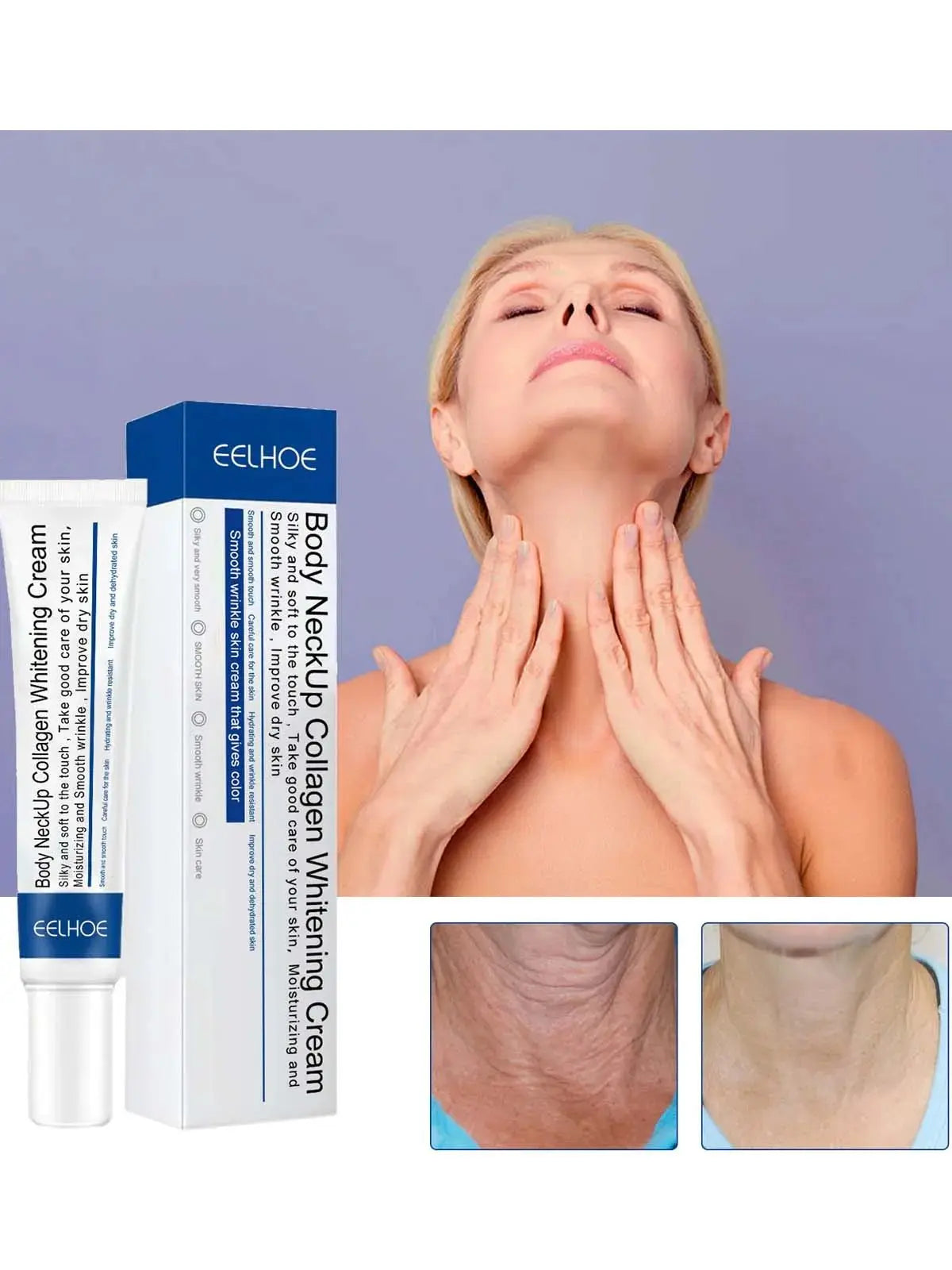 EELHOE Collagen Neck Cream Lightens Neck Fine Lines Wrinkles Anti-aging Lifts Tightens Skin Moisturizing Neck Whitening Cream
