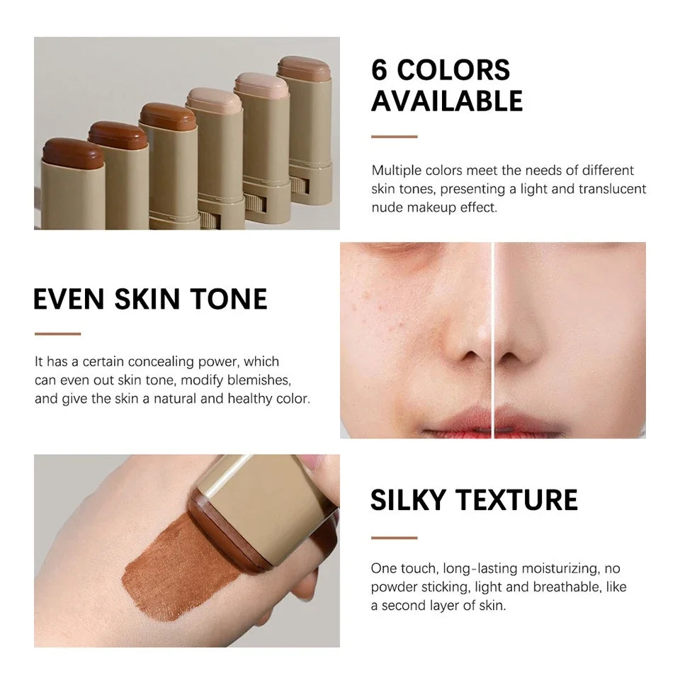 Foundation Stick Balm Skin Bronze Tint Eraser Foundation Stick Smooth Plumper Long-lasting Flawless Makeup Face Beauty Cosmetics