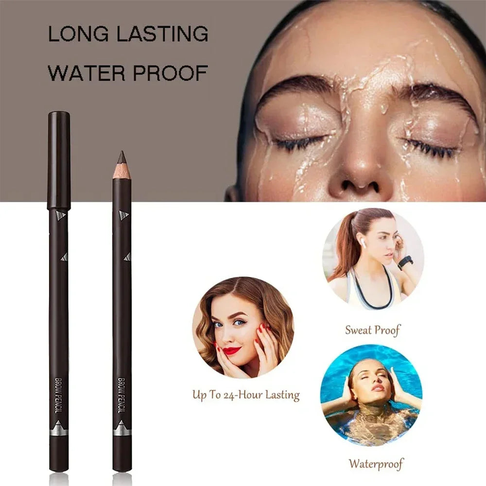 6/12Pcs Eye Brow Pencil Waterproof Professional Women Eye Makeup Pen Easy Color Natural Black Cosmetic Beauty Eyebrow Tool