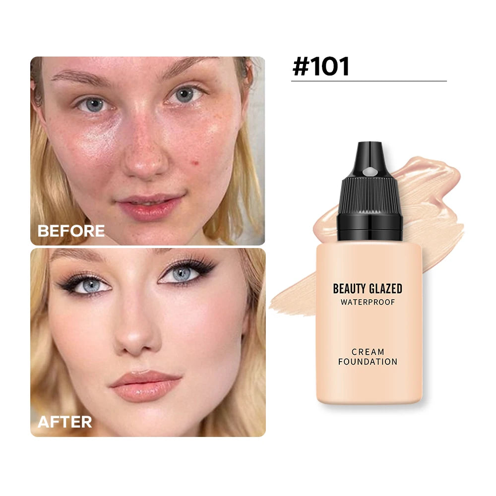 BEAUTY GLAZED 24 Hour HD Full Cover Matte Liquid Foundation Matte Natural Waterproof Foundation Face Makeup,Brighten Skin Color
