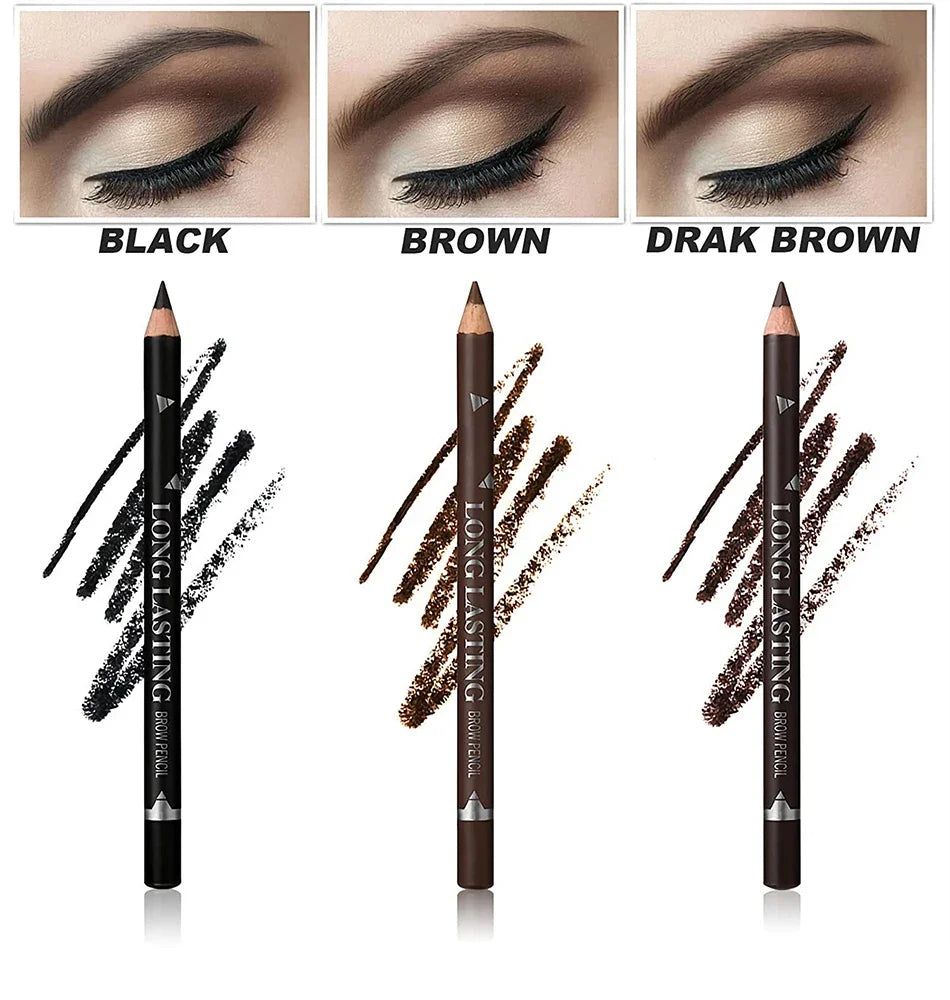 6/12Pcs Eye Brow Pencil Waterproof Professional Women Eye Makeup Pen Easy Color Natural Black Cosmetic Beauty Eyebrow Tool