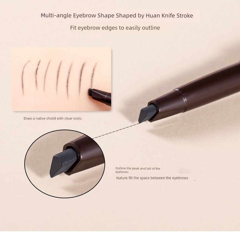 QUEEN CHAN Cross-Border English Version Double-Headed Automatically Rotate Eyebrow Pencil Waterproof Sweat-Proof Not Smudge Fine Triangle Thrush Eyebrow Pencil