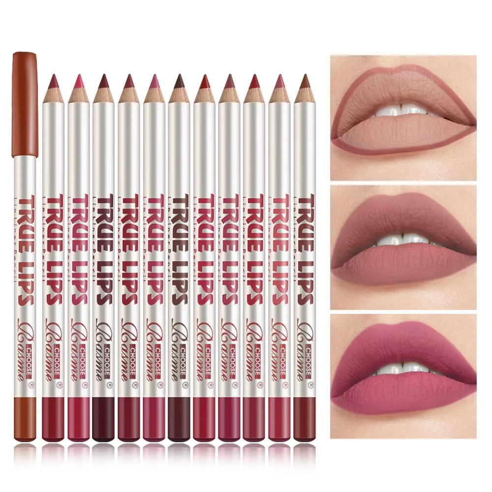 12 pcs Long-Lasting Lipstick Set with Professional Lip Liner Pencil and Matte Lip Gloss for Women Valentine's Day Gifts