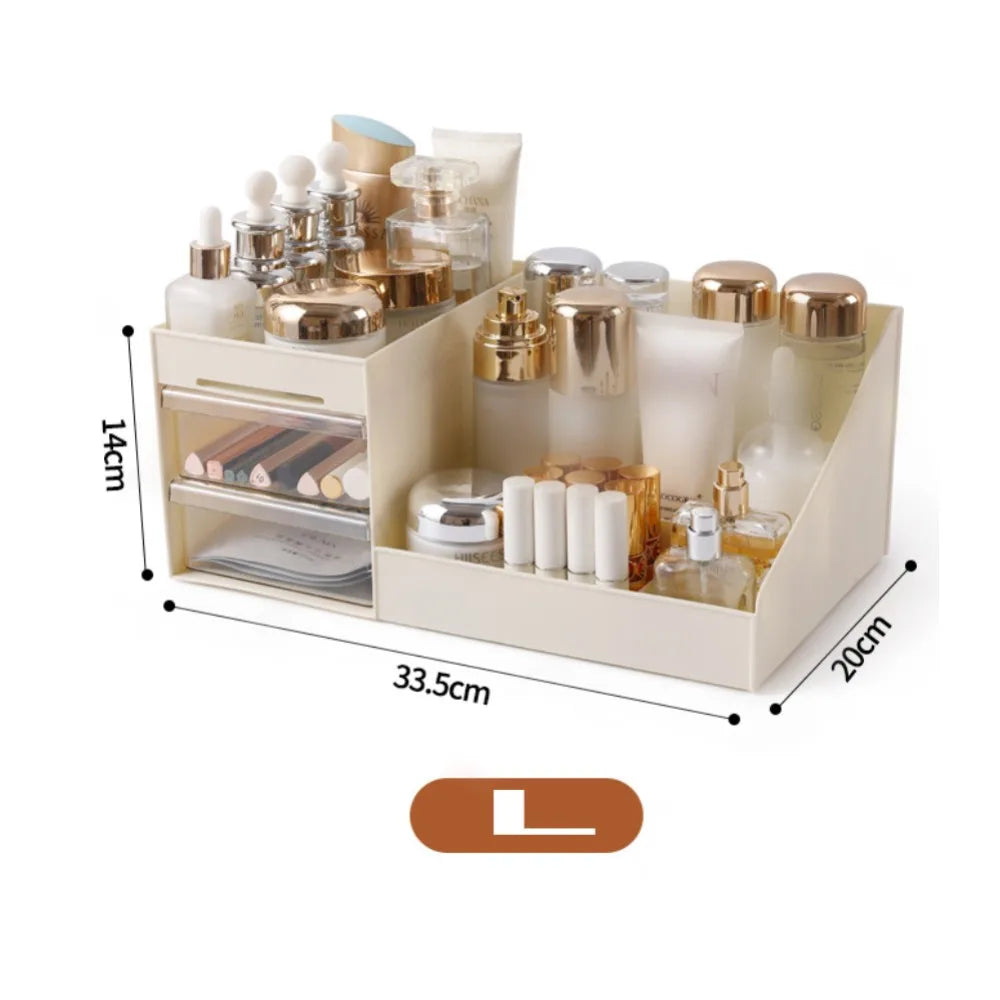 Cosmetic Display Case Desk Storage Box with Clear Drawers Large Capacity Makeup Brush Organizer For Bathroom Desktop