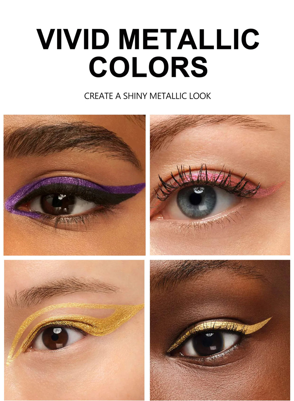 Waterproof Glitter Luster Liquid Eyeliner Pencil Long Lasting Purple Pink Blue Metallic Eye Liner Pen Cosmetic Makeup for Eyes