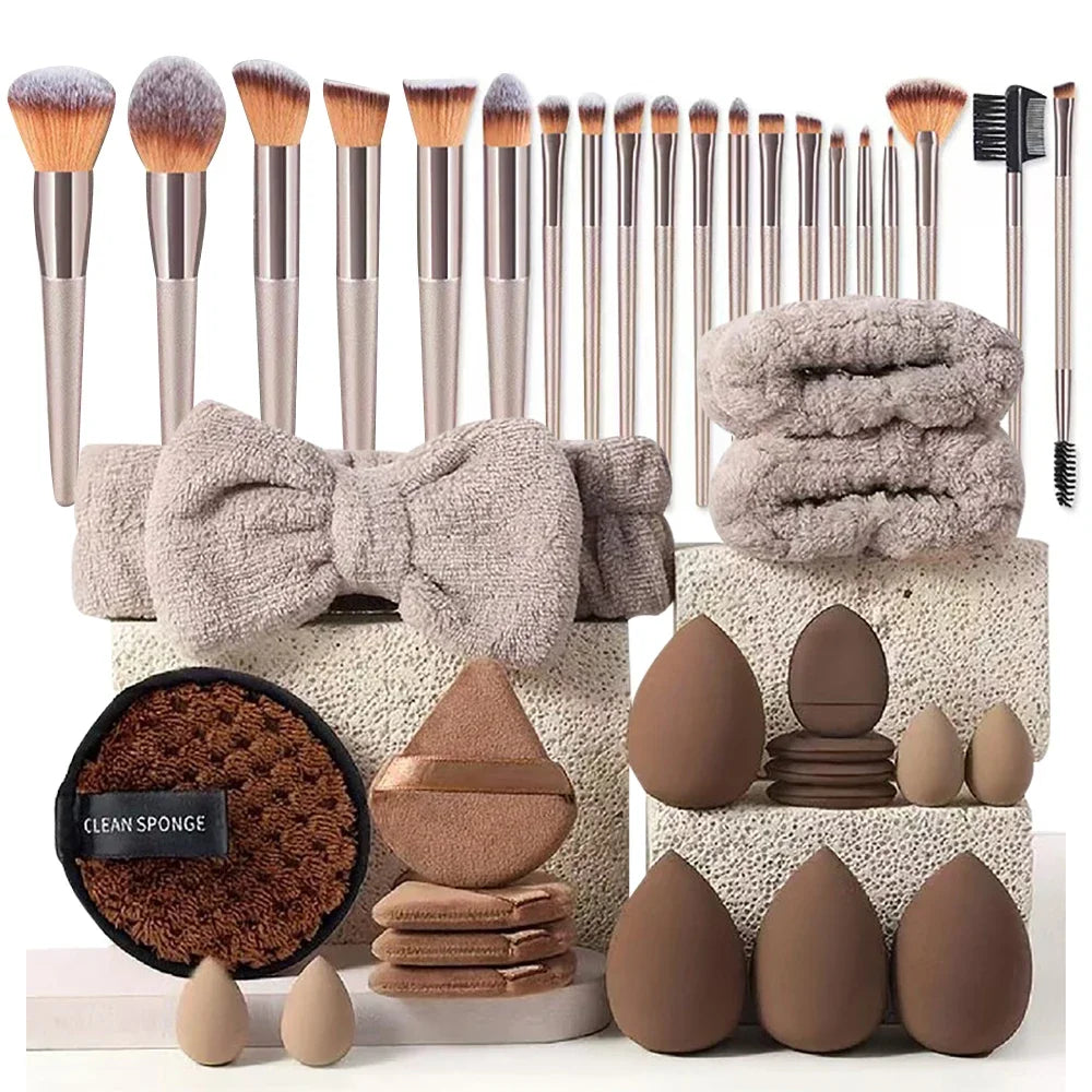 40 Pink Makeup Brush Set Complete Kit with Soft Brushes Beauty Blender Perfect for Birthday Christmas New Year Gift