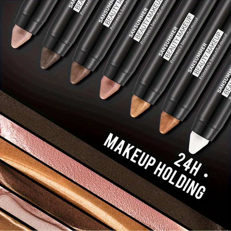 7-color waterproof eye shadow stick, pearlescent matte treatment, to create a natural and lasting eye makeup flash.