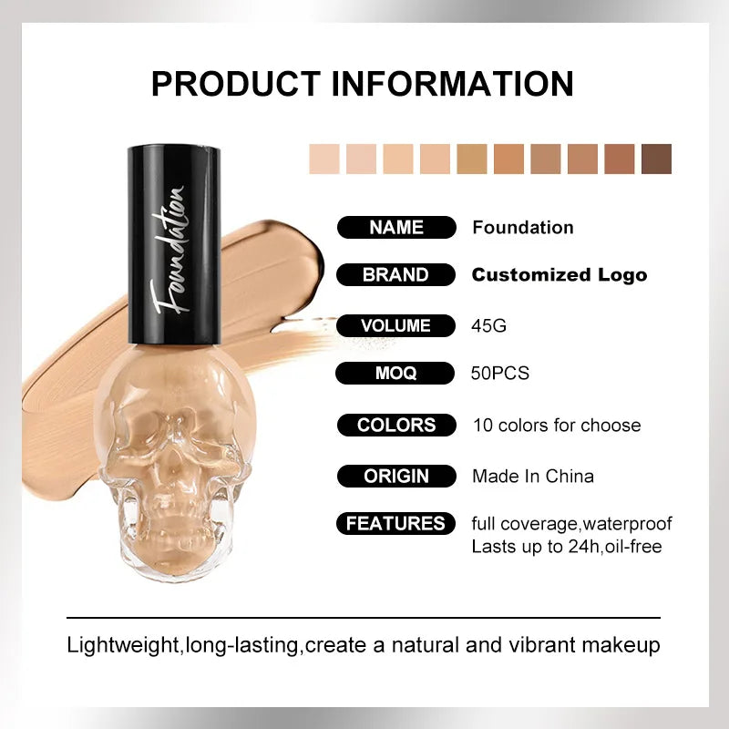 Foundation Concealer Makeup No Logo Contour Liquid Moisturising Natural Long Lasting Flawless Finish Foundation Private Label