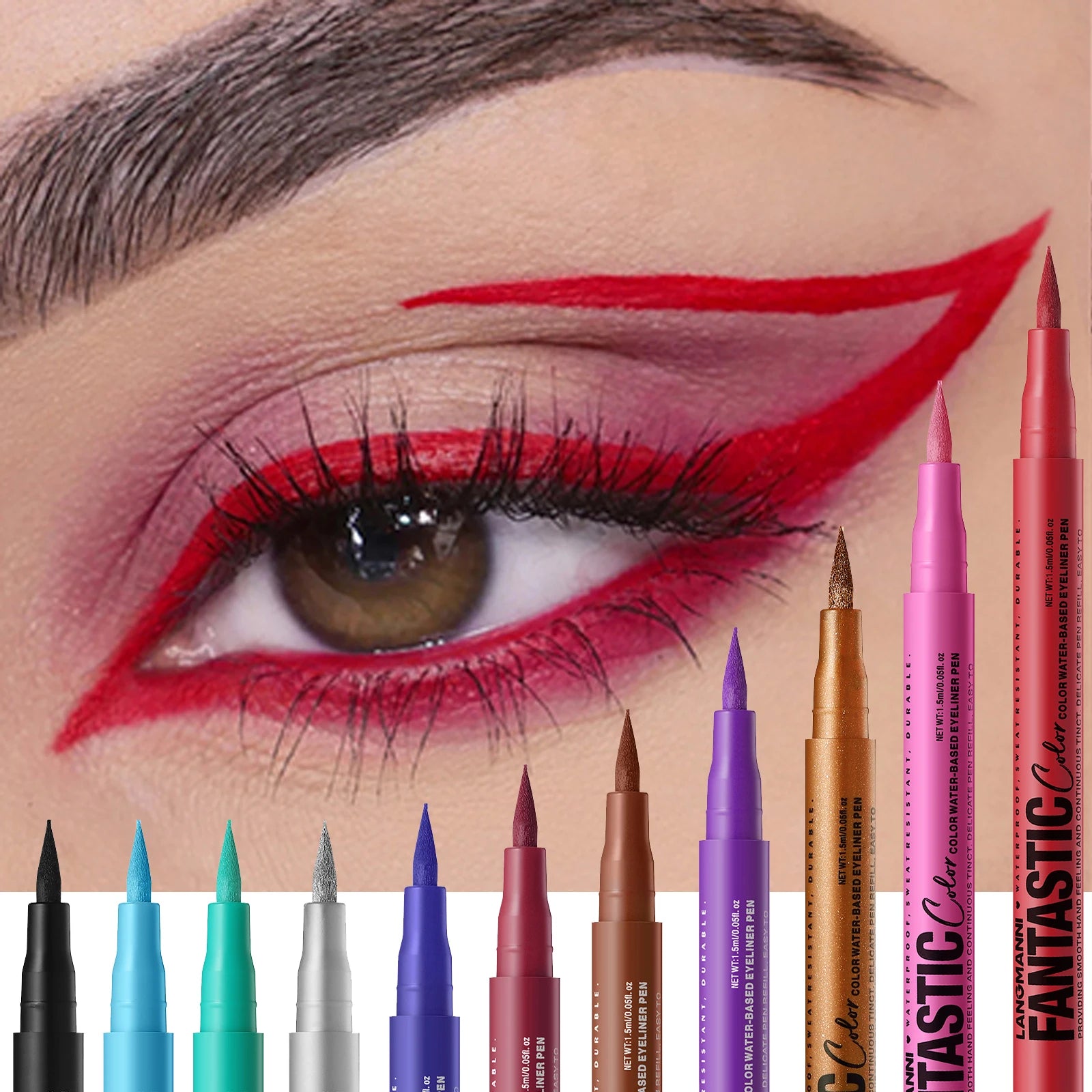 Water-based Eyeliner Liquid Matte Bright Red Quick-Drying Smudge-Proof Eyeliner Pen Bold Long-Lasting Eyes Looks Cosmetics