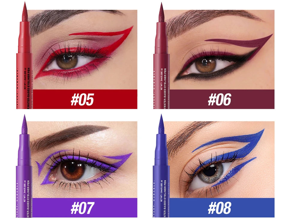Water-based Eyeliner Liquid Matte Bright Red Quick-Drying Smudge-Proof Eyeliner Pen Bold Long-Lasting Eyes Looks Cosmetics