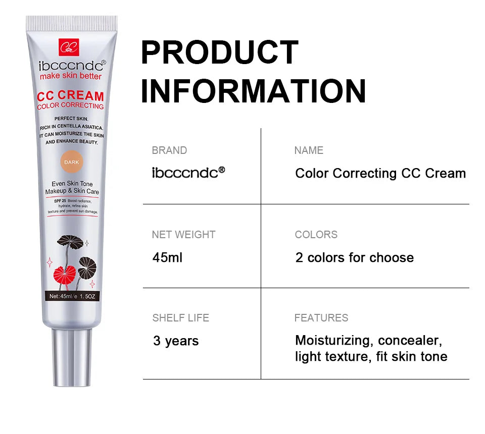 Moisturizing Correcting CC Cream Waterproof Anti-sweat Makeup Before Concealer Lasting Women Makeup Protect Skin erborian Make