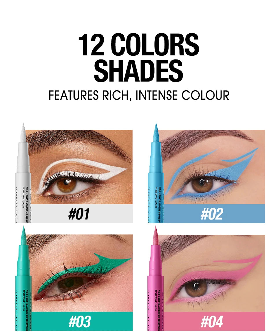 Water-based Eyeliner Liquid Matte Bright Red Quick-Drying Smudge-Proof Eyeliner Pen Bold Long-Lasting Eyes Looks Cosmetics