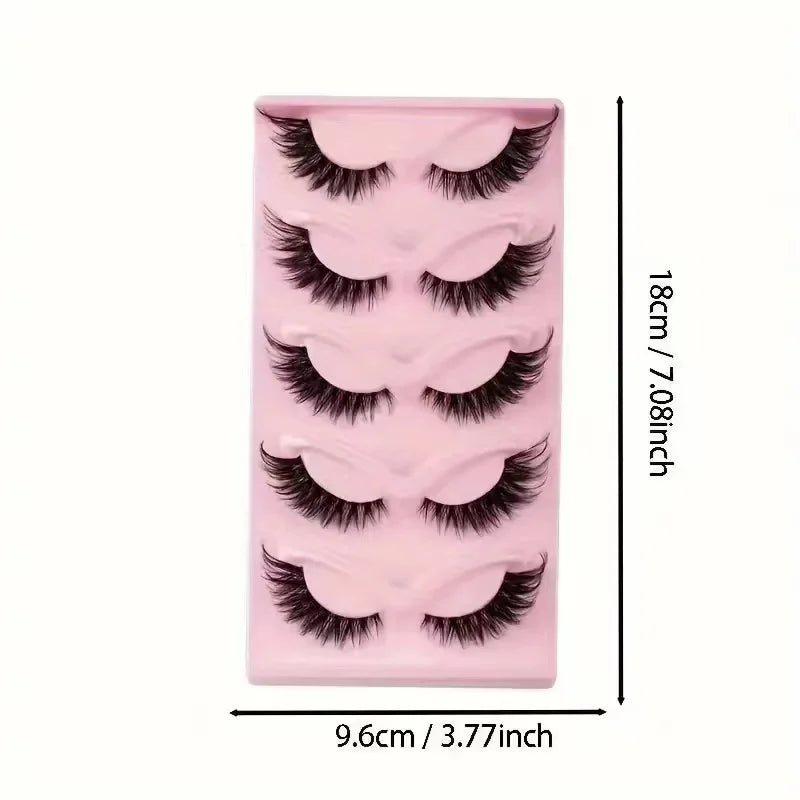 High Quality Makeup 5 Pairs Cat False eyelashes with transparent stems