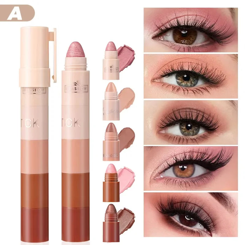 5-Color Matte Pearlescent Eye Shadow Stick Easy To Use Waterproof Anti-Smudging And Portable
