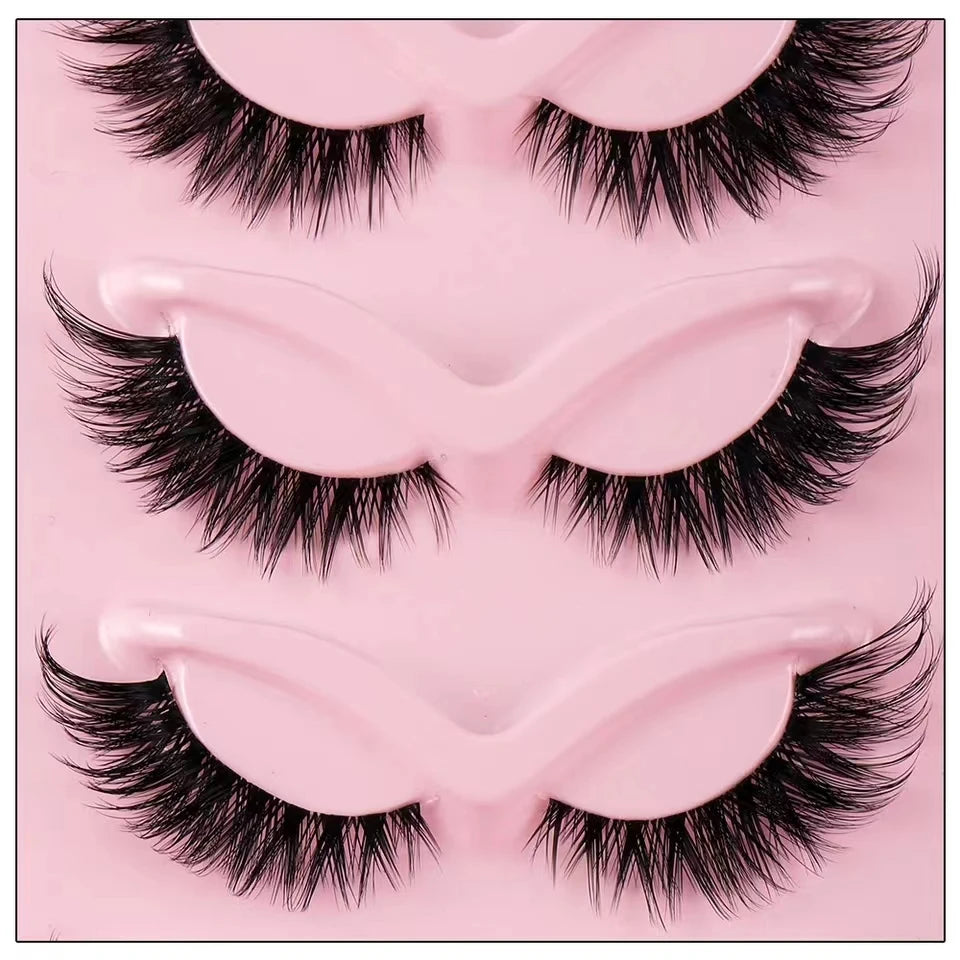 High Quality Makeup 5 Pairs Cat False eyelashes with transparent stems