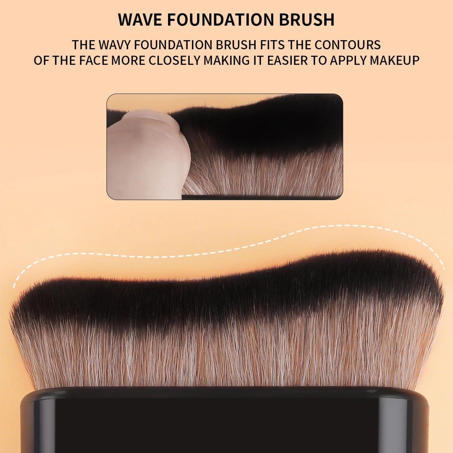 Foundation Brush, 1pcs Plastic Creative	wave Fit Perfectly Cosmetic Brush	at home or On-the-Go