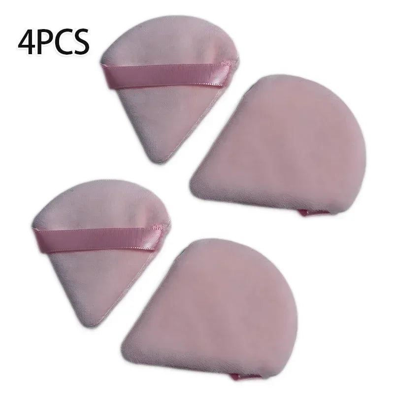 2pcs Velvet Triangle Shaped Cosmetic Puff Wet Dry Used Washable Soft Makeup Sponge Tool For Foundation Powder Blusher Shadow