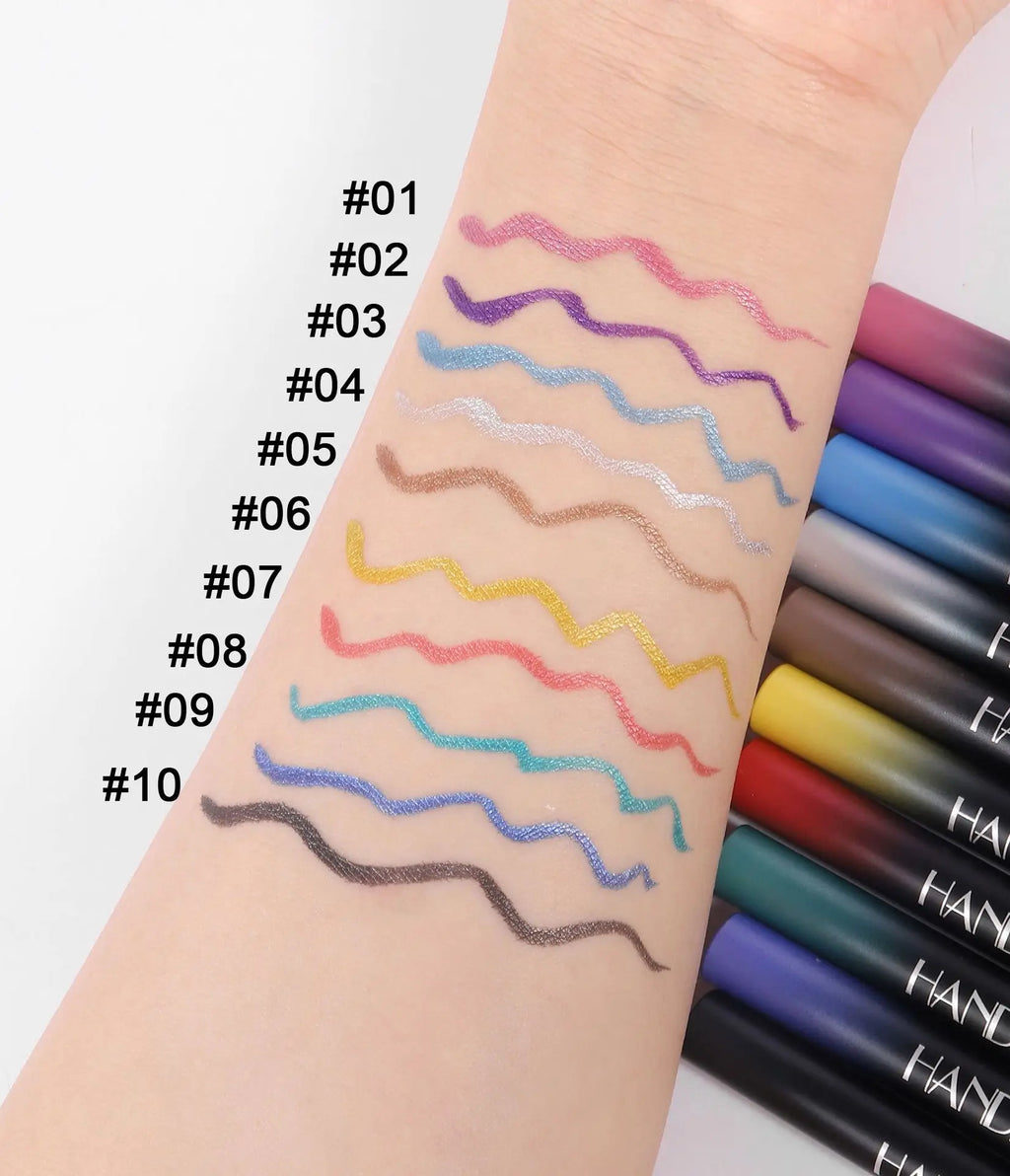 Waterproof Glitter Luster Liquid Eyeliner Pencil Long Lasting Purple Pink Blue Metallic Eye Liner Pen Cosmetic Makeup for Eyes