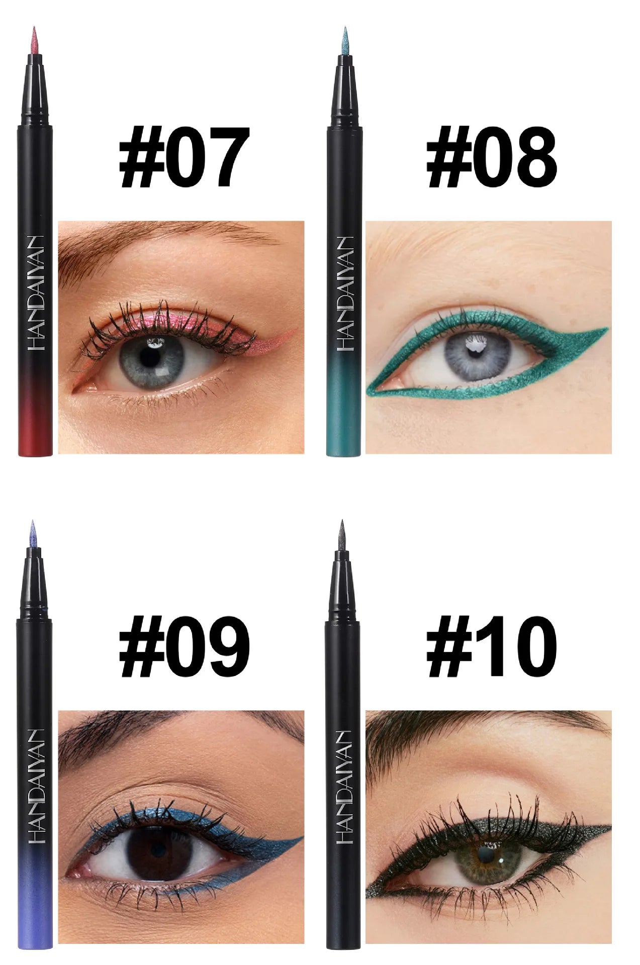 Waterproof Glitter Luster Liquid Eyeliner Pencil Long Lasting Purple Pink Blue Metallic Eye Liner Pen Cosmetic Makeup for Eyes