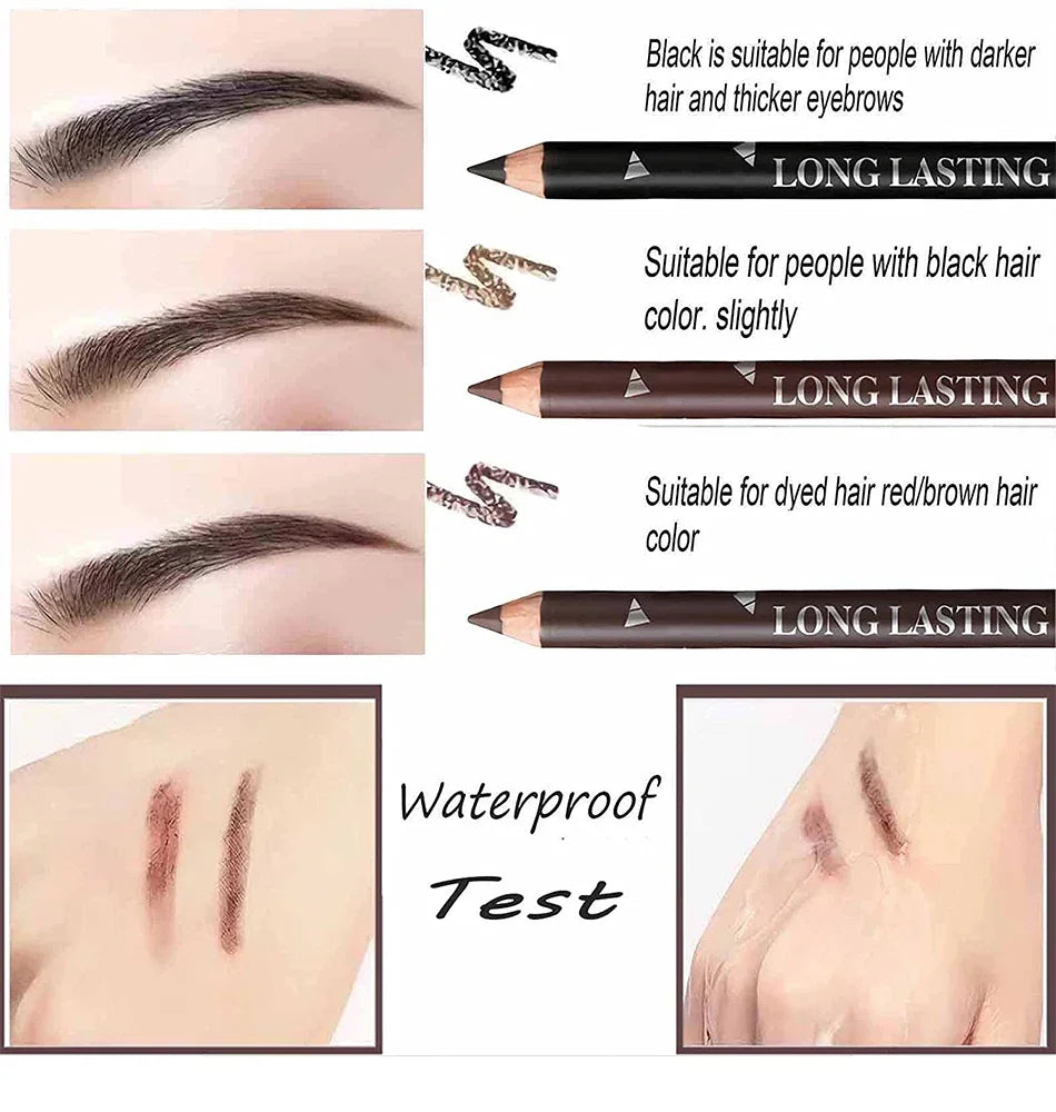 6/12Pcs Eye Brow Pencil Waterproof Professional Women Eye Makeup Pen Easy Color Natural Black Cosmetic Beauty Eyebrow Tool