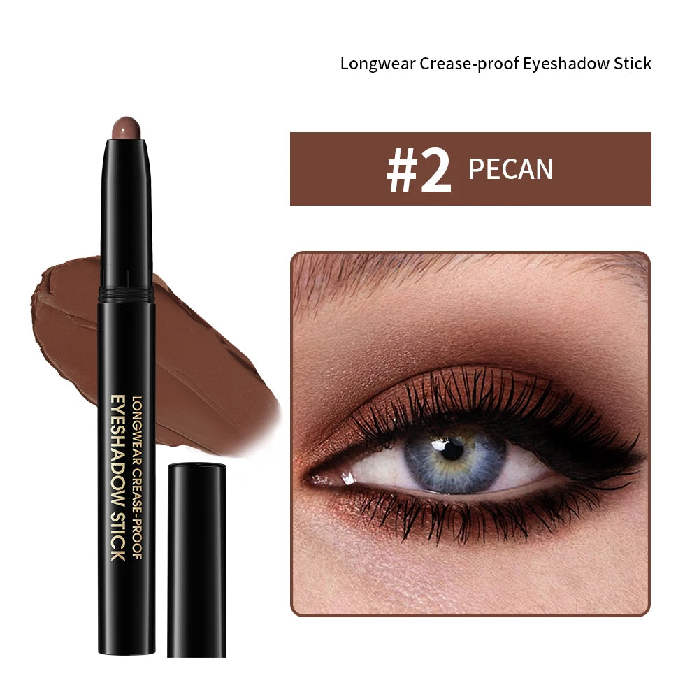 Eyeshadow Stick 10Colors Shimmer And Matte Brown Metallic Cream Eyeshadow Pencil Crayon with Smudge-proof & Waterproof Makeup