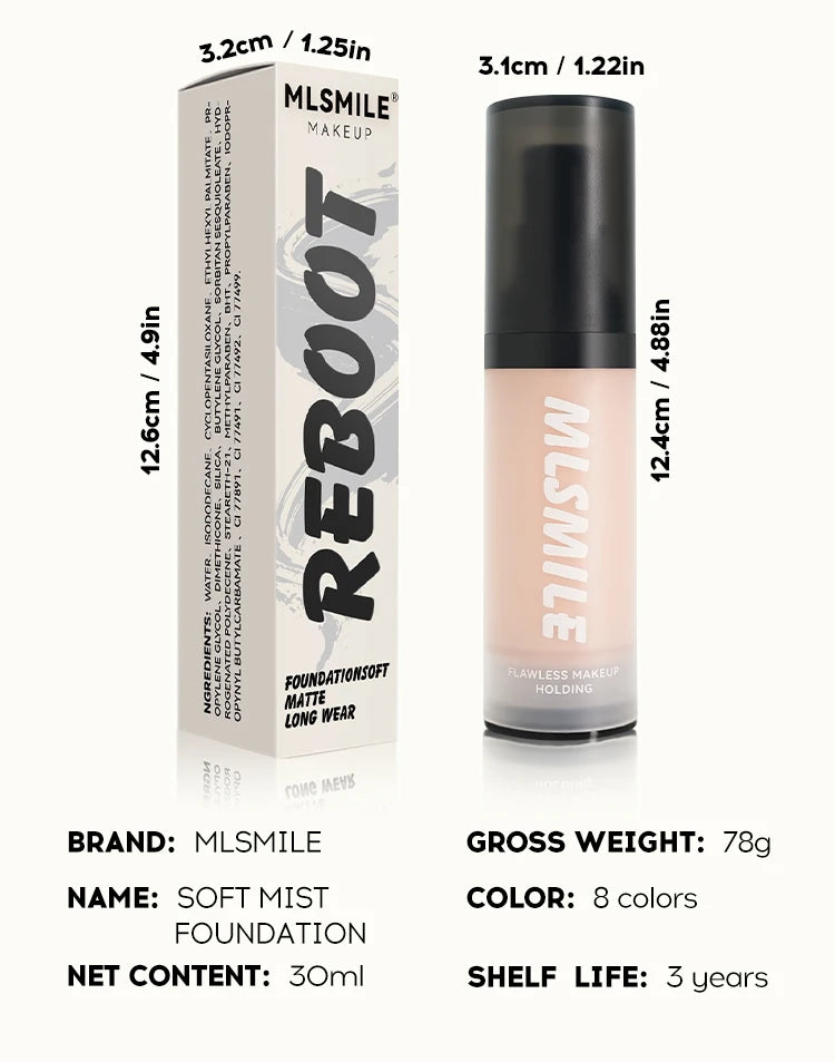 Face Foundation Cream Oil-Control Matte BBCream Waterproof Lasting Concealer Liquid Full Coverage Matte Base Professional Makeup