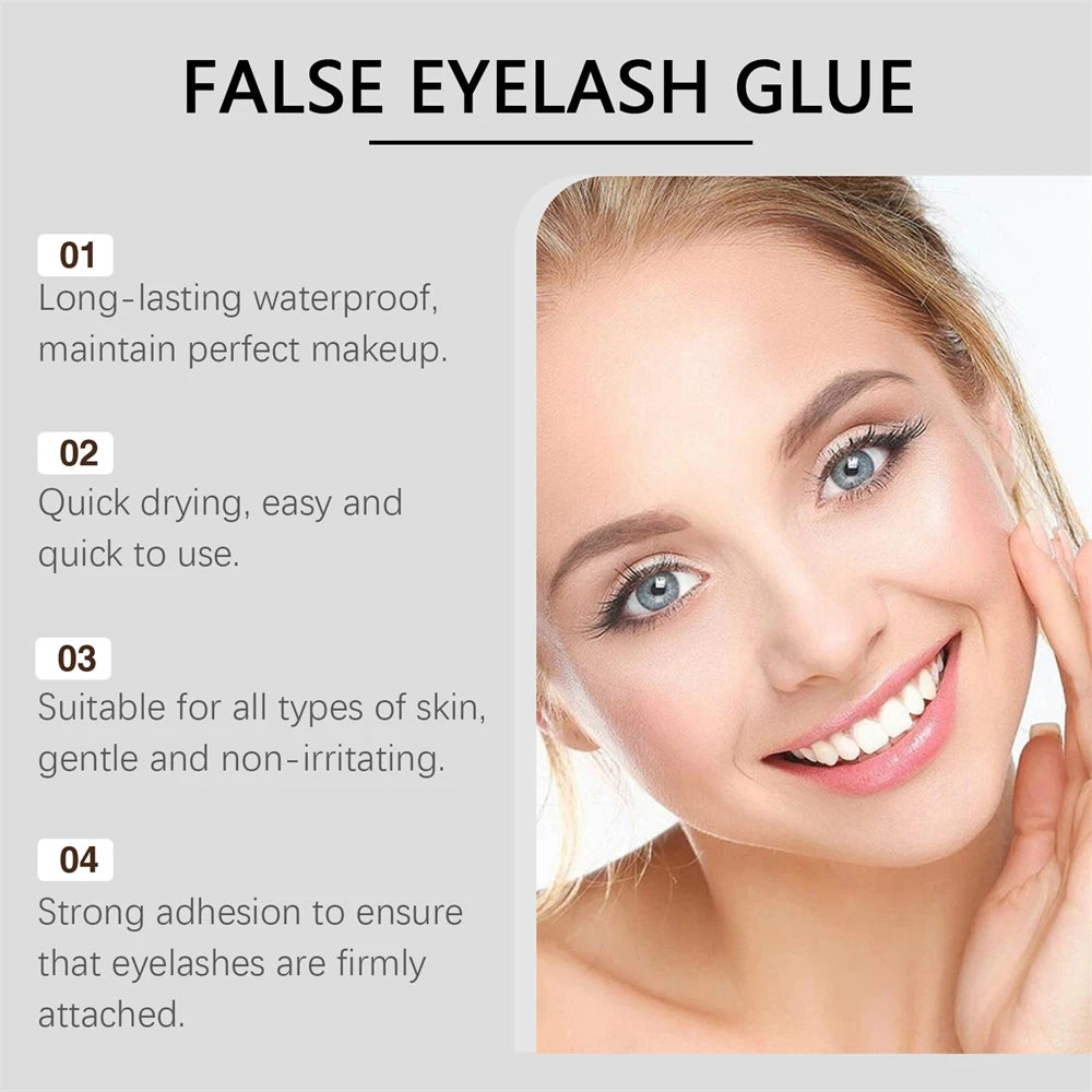 2Pcs False Eyelash Extension Glue Waterproof Fast Dry Long Lasting Strong No Irritation Clear Black Eyelash Primer Tools 1ml
