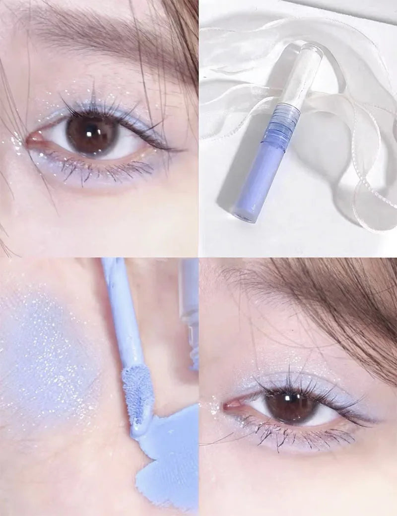 2 in 1 Blue Liquid Eye Shadow Matte Sequins Pearlescent Eye Makeup Lying Silkworm Brightening Droplet Tear Makeup Beauty Tools