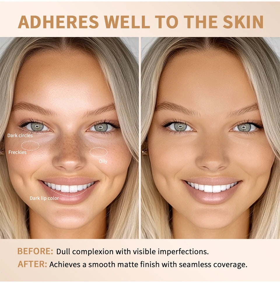 Skin Tint Foundation Stick with Brush Multi Use Matte Waterproof Long Lasting Oil Control Thin Coverage for Blemishes Concealer