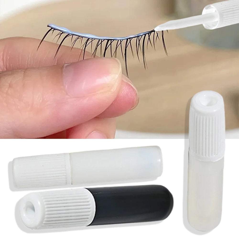 2Pcs False Eyelash Extension Glue Waterproof Fast Dry Long Lasting Strong No Irritation Clear Black Eyelash Primer Tools 1ml